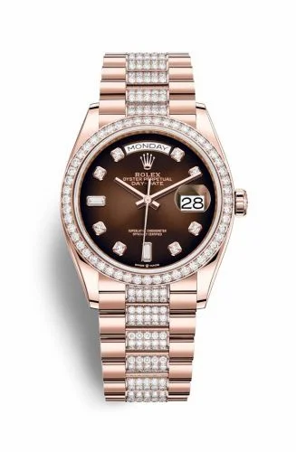 Rolex Day-Date 36 Everose Gold / Diamond / Brown Ombré-Diamond / President-Diamond 128345RBR-0041 (M128345RBR-0041)